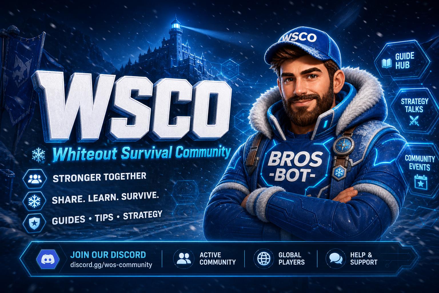 Discovery splash banner for WSCO | Whiteout Survival Community Discord server